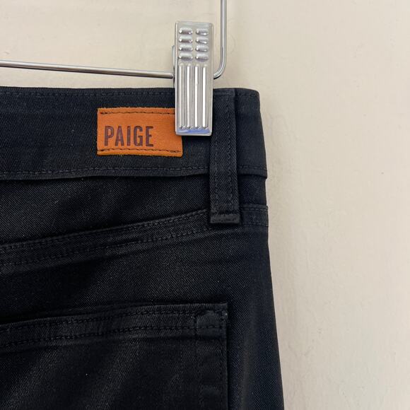 PAIGE Peg Skinny Coated Jeans in Pandora Black Size 29 - Picture 6 of 13